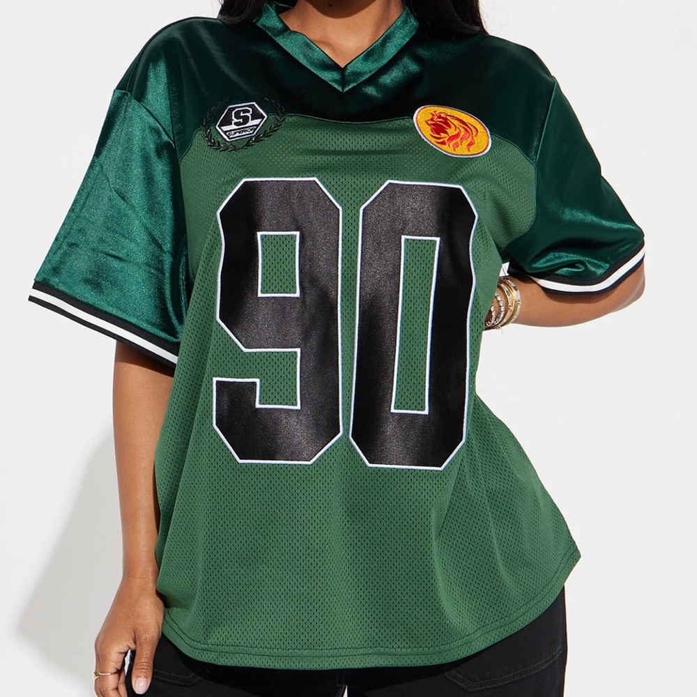 Fashion Nova Green and Black Jersey Top